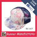 Flower fabric snapback mesh cap